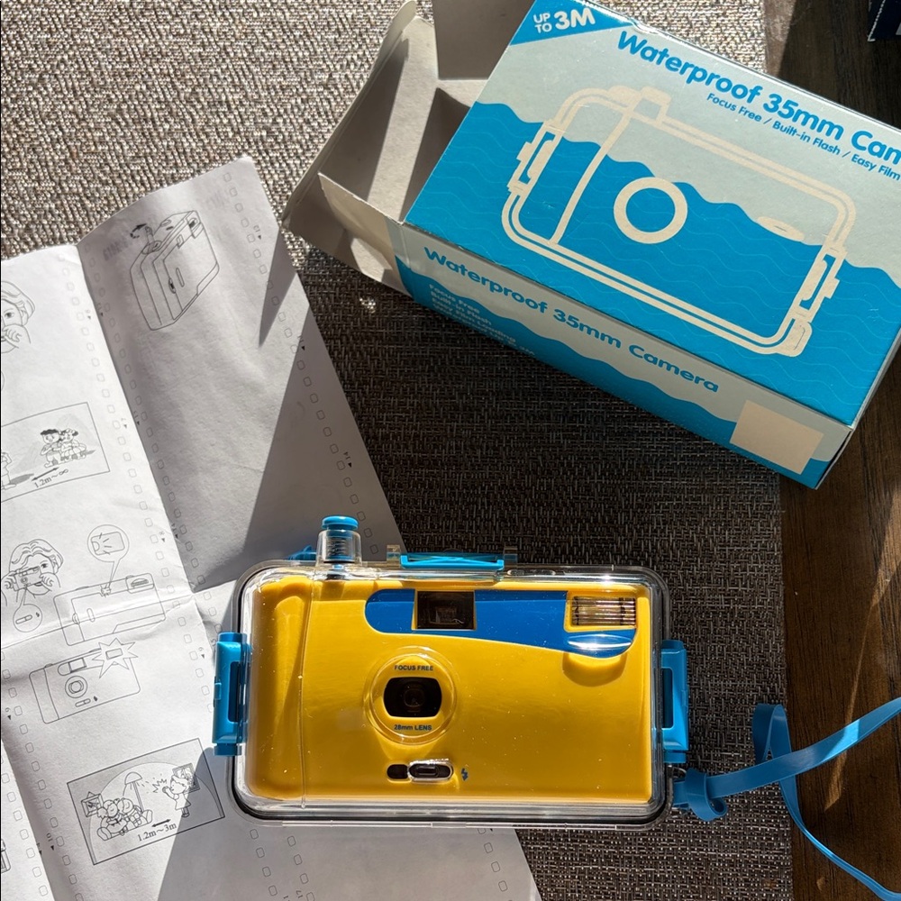 Waterproof 35mm Camera - Yellow and Blue in Plastic Waterproof Case